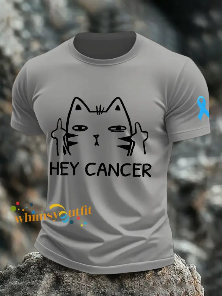 Men’s hey cancer t shirts Light Gray / S