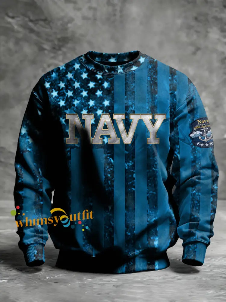 Men’s Navy 250th Anniversary Printed Crew Neck Sweatshirt As picture / S