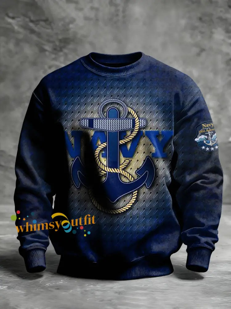 Men’s Navy 250th Anniversary Printed Crew Neck Sweatshirt As picture / S