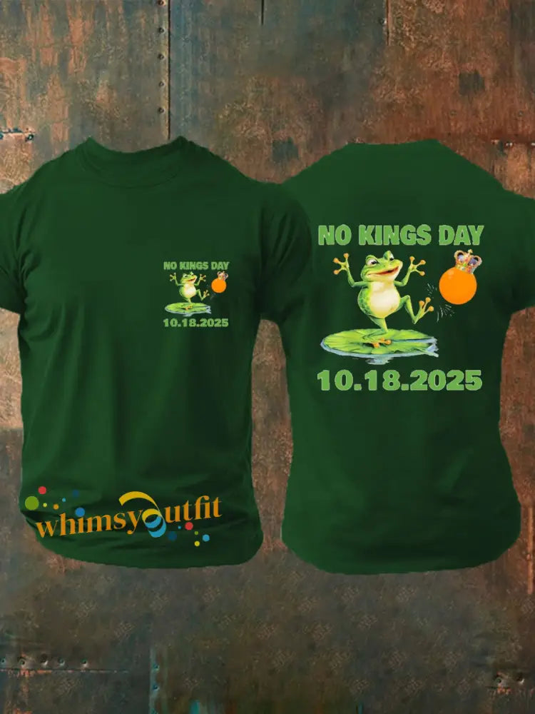 Men’s No Kings Portland Frog Protest 10.18.2025 T-shirt Dark Green / S