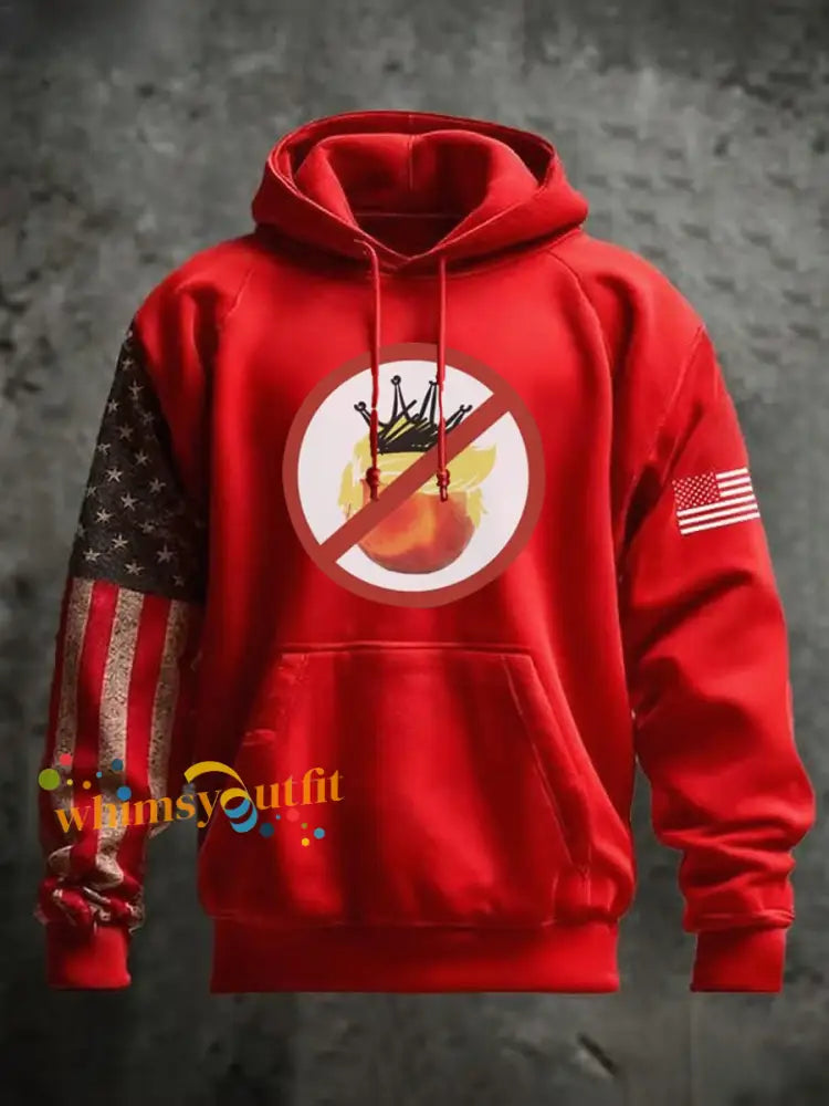 Men’s No Kings Printed Hoodie Red / S