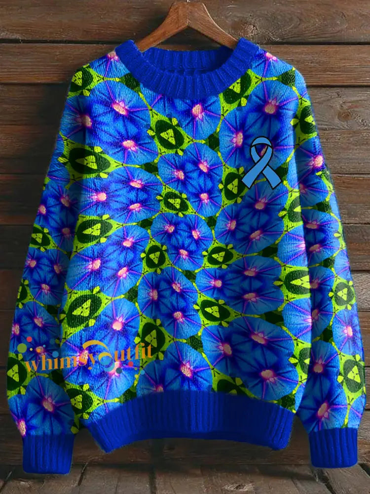 Men’s Prostate Cancer Abstract Art Blue Morning Glory Tops Blue / S