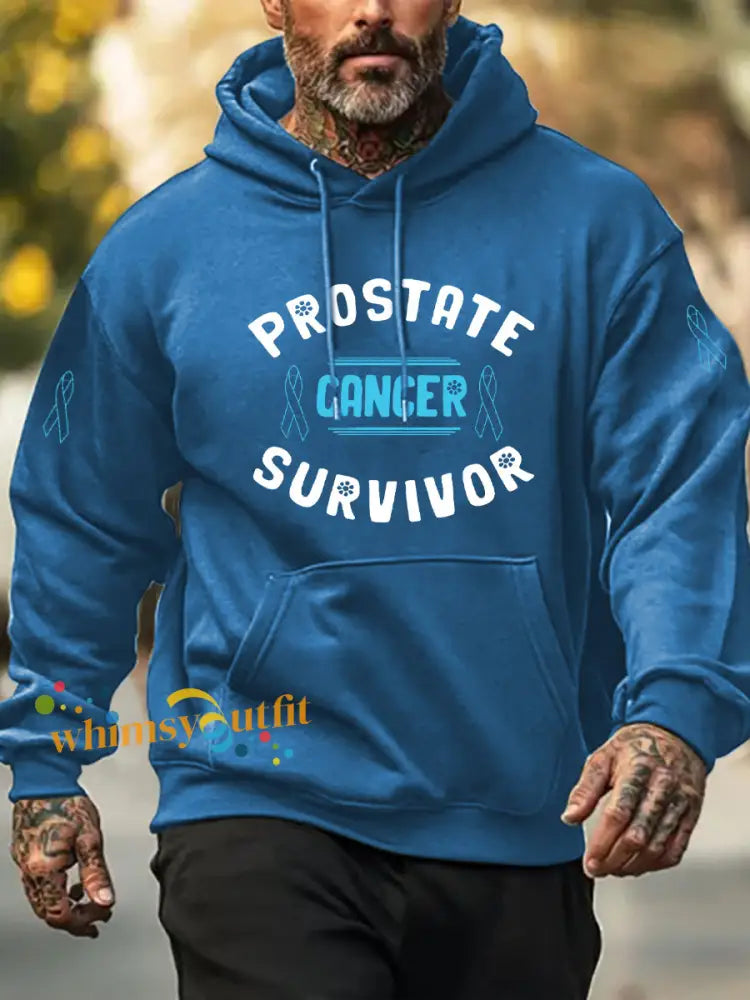 Men’s Prostate Cancer Awareness Print Casual Hoodie Blue / S