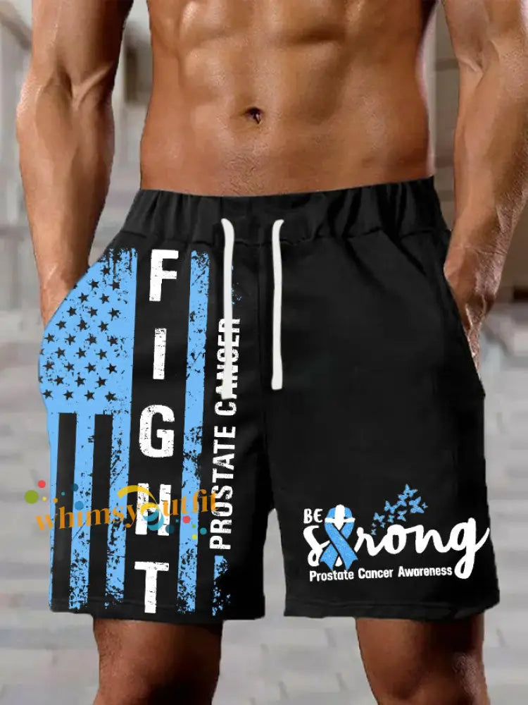 Men’s Prostate Cancer Awareness Print Casual Shorts Black / S