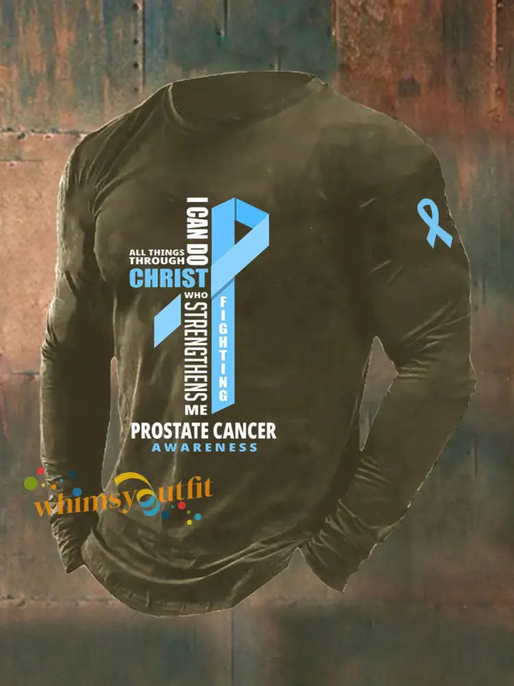 Men’s Prostate Cancer Awareness Print Casual T Shirt Army Green / S