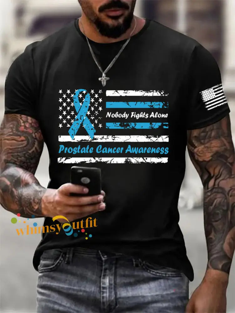 Men’s Prostate Cancer Awareness Print Casual T Shirt Black / S