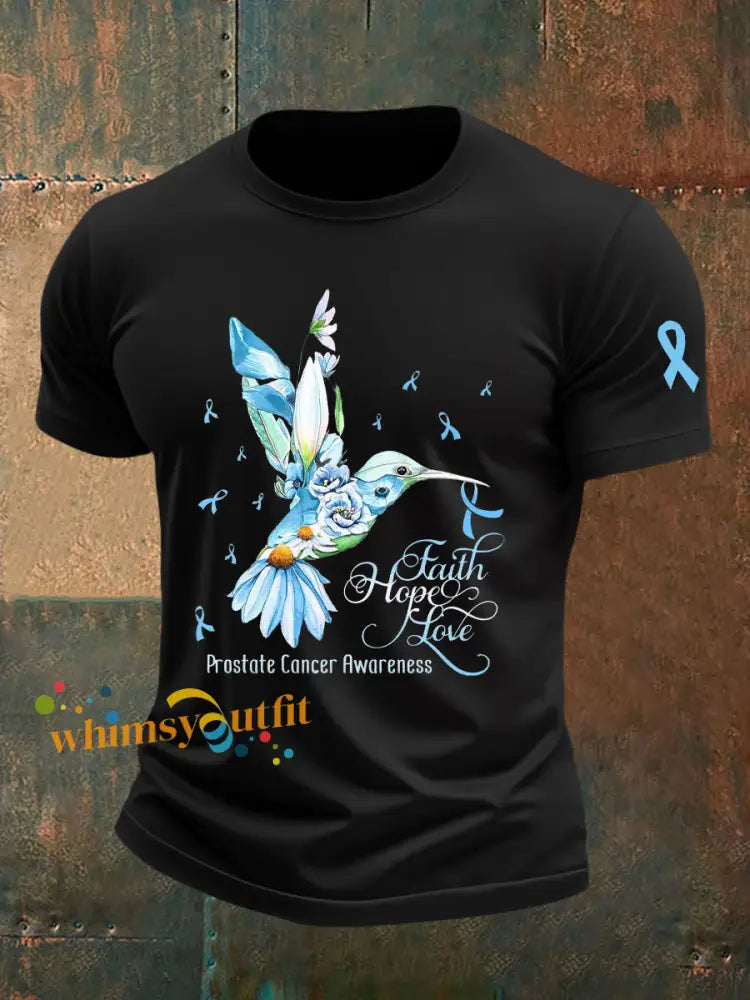 Men’s Prostate Cancer Awareness Print Casual T Shirt Black / S