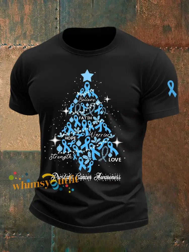 Men’s Prostate Cancer Awareness Print Casual T Shirt Black / S