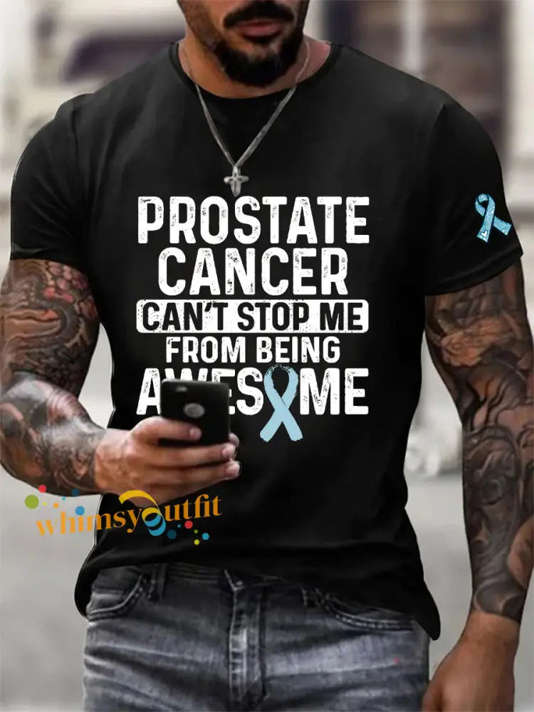 Men’s Prostate Cancer Awareness Print Casual T Shirt Black / S