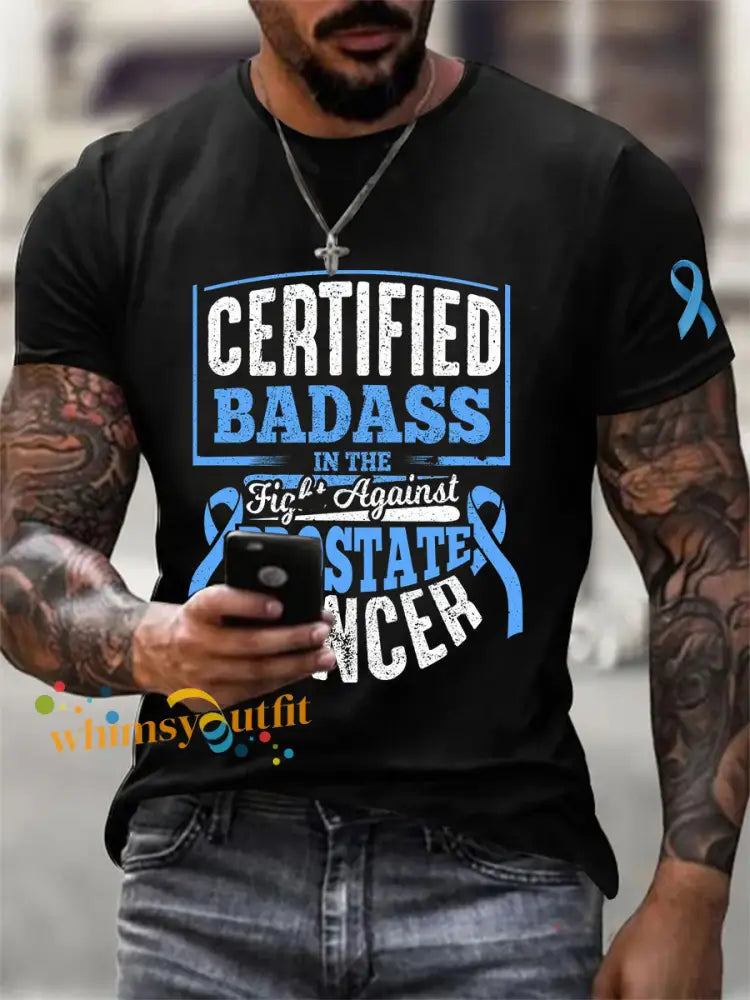 Men’s Prostate Cancer Awareness Print Casual T Shirt Black / S