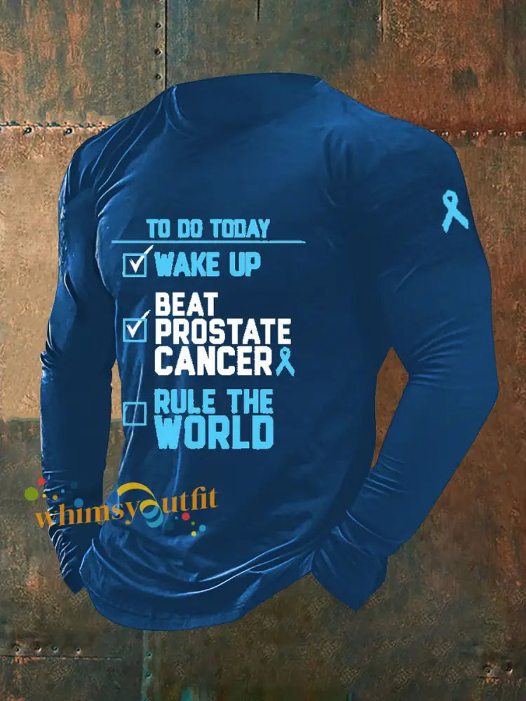 Men’s Prostate Cancer Awareness Print Casual T Shirt Blue / S