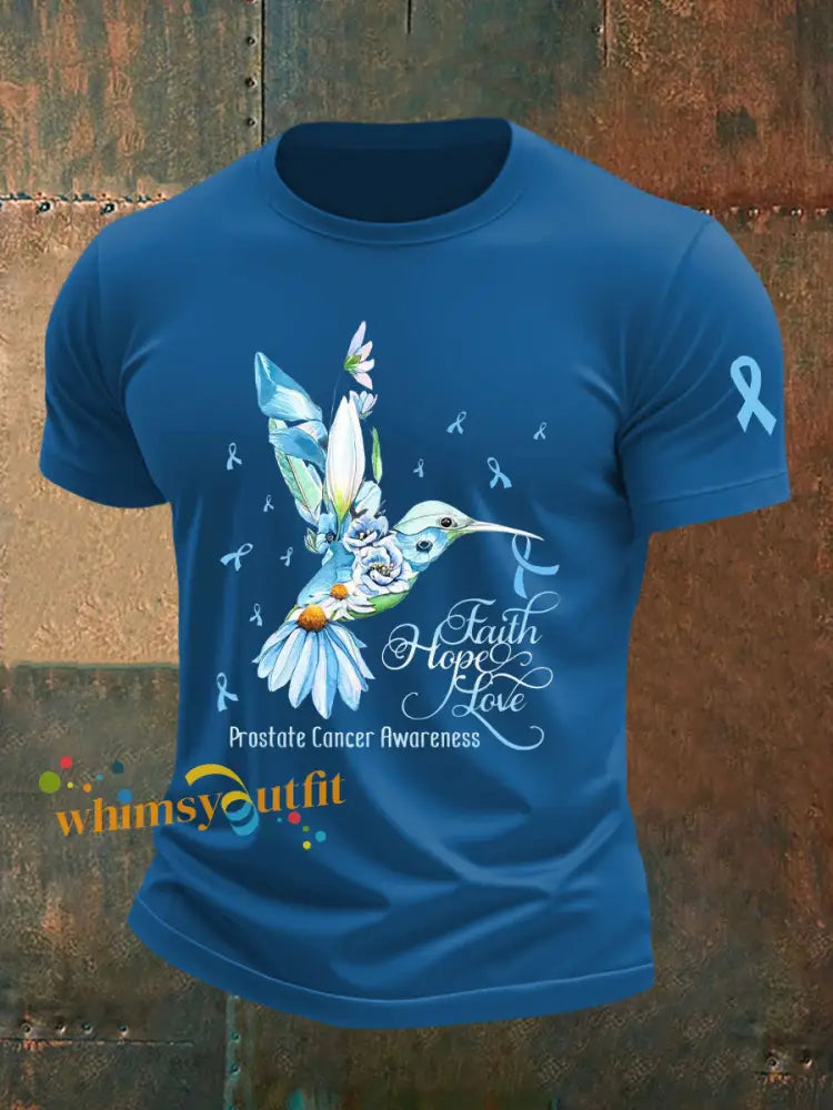 Men’s Prostate Cancer Awareness Print Casual T Shirt Blue / S