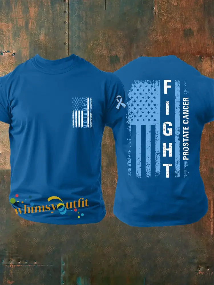 Men’s Prostate Cancer Awareness Print Casual T Shirt Blue / S
