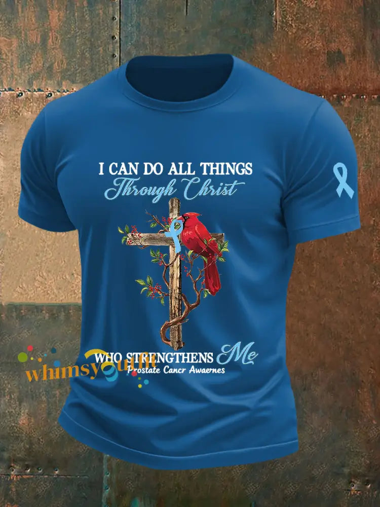 Men’s Prostate Cancer Awareness Print Casual T Shirt Blue / S