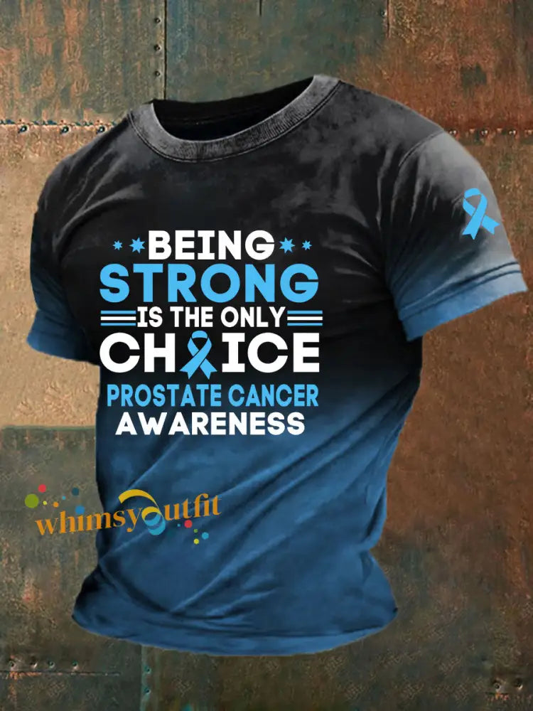 Men’s Prostate Cancer Awareness Print Casual T Shirt Blue / S