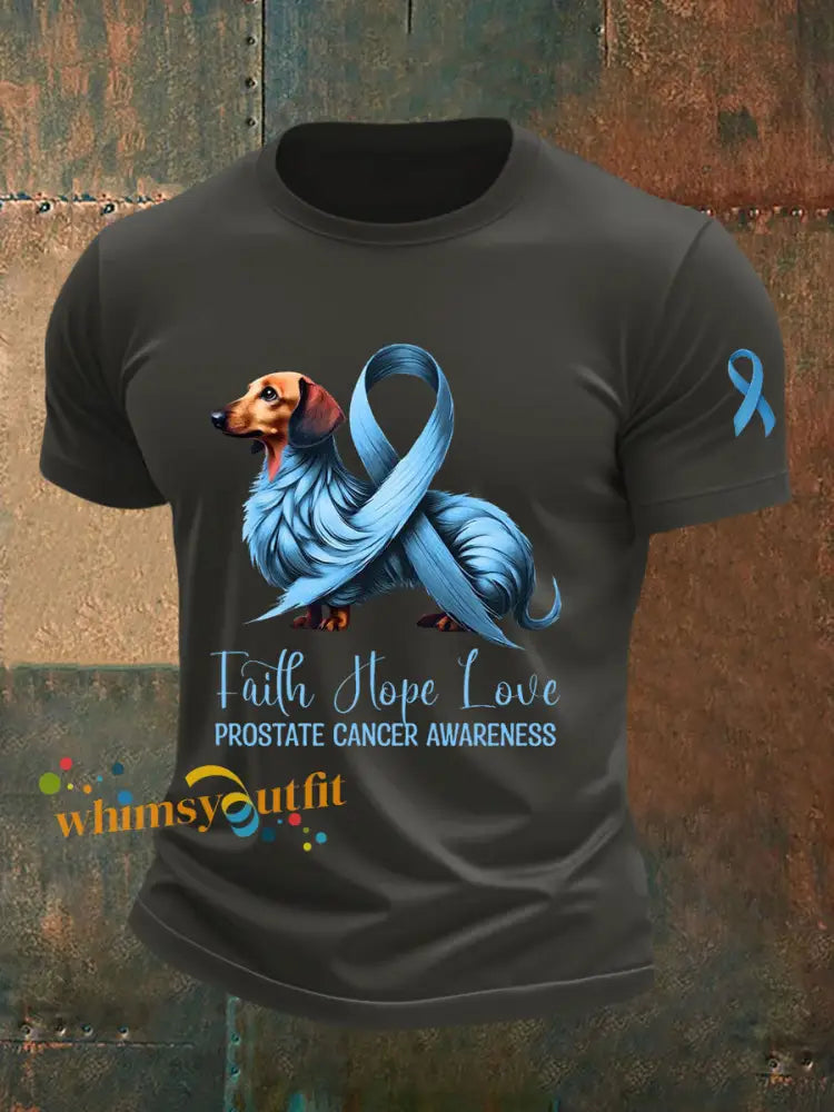 Men’s Prostate Cancer Awareness Print Casual T Shirt Dark Gray / S