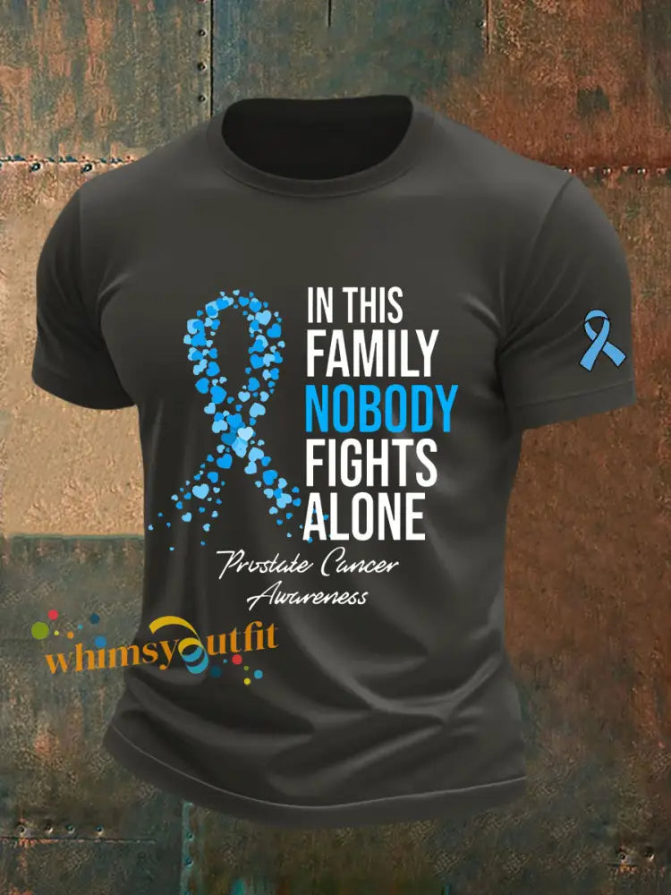 Men’s Prostate Cancer Awareness Print Casual T Shirt Dark Gray / S