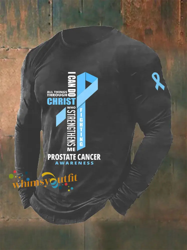 Men’s Prostate Cancer Awareness Print Casual T Shirt Dark Gray / S