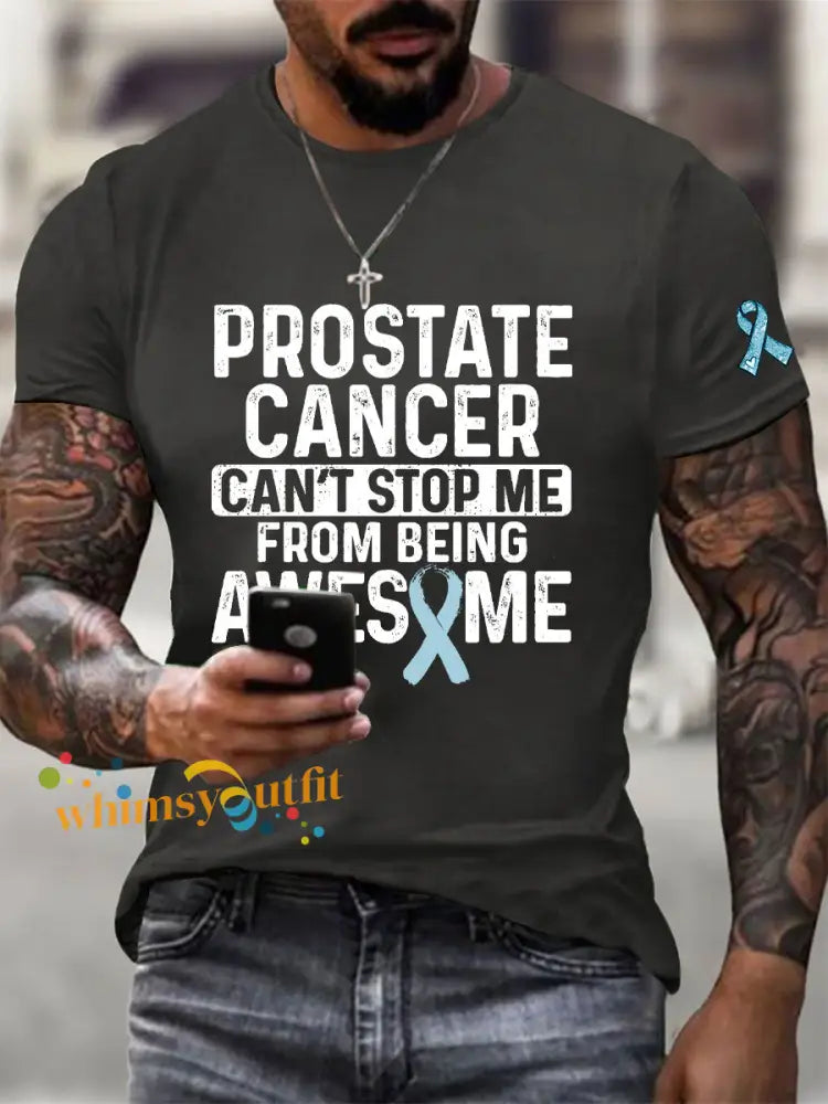 Men’s Prostate Cancer Awareness Print Casual T Shirt Dark Gray / S