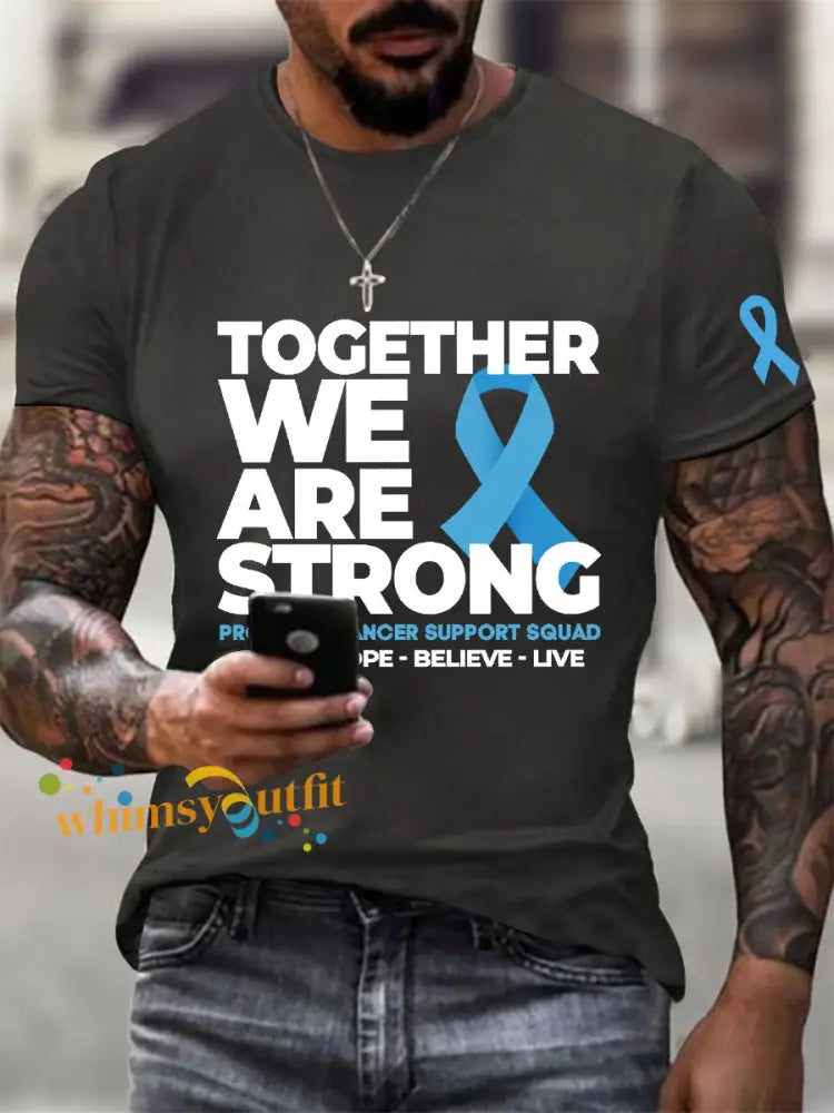 Men’s Prostate Cancer Awareness Print Casual T Shirt Dark Gray / S