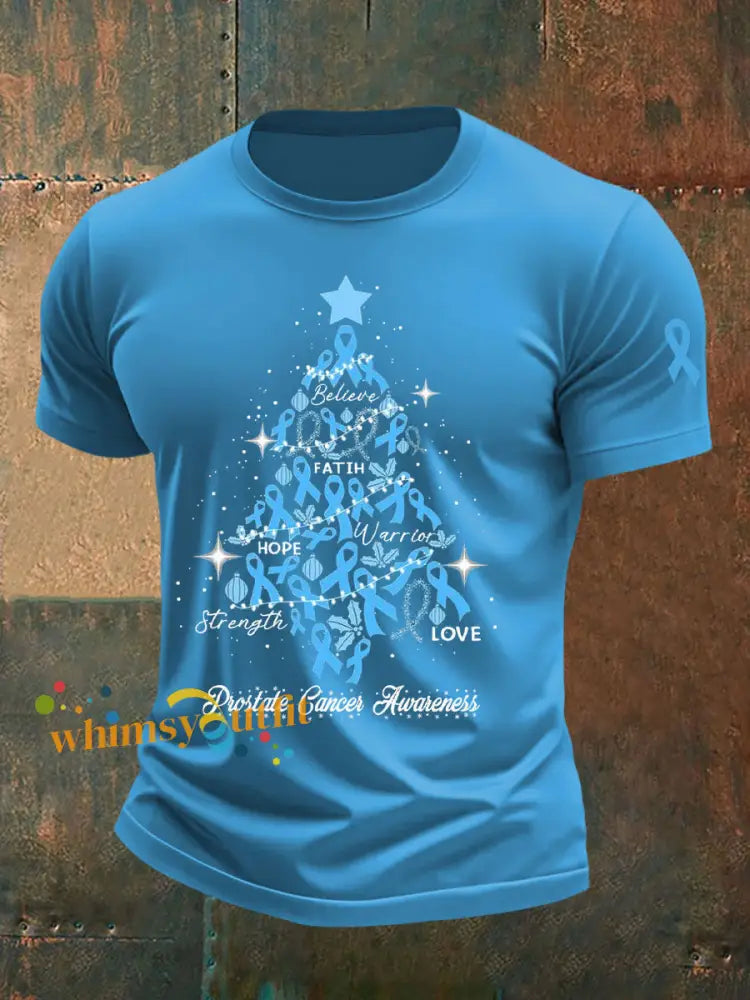 Men’s Prostate Cancer Awareness Print Casual T Shirt Light Blue / S