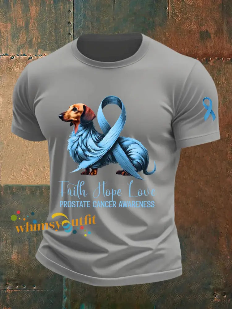 Men’s Prostate Cancer Awareness Print Casual T Shirt Light Gray / S
