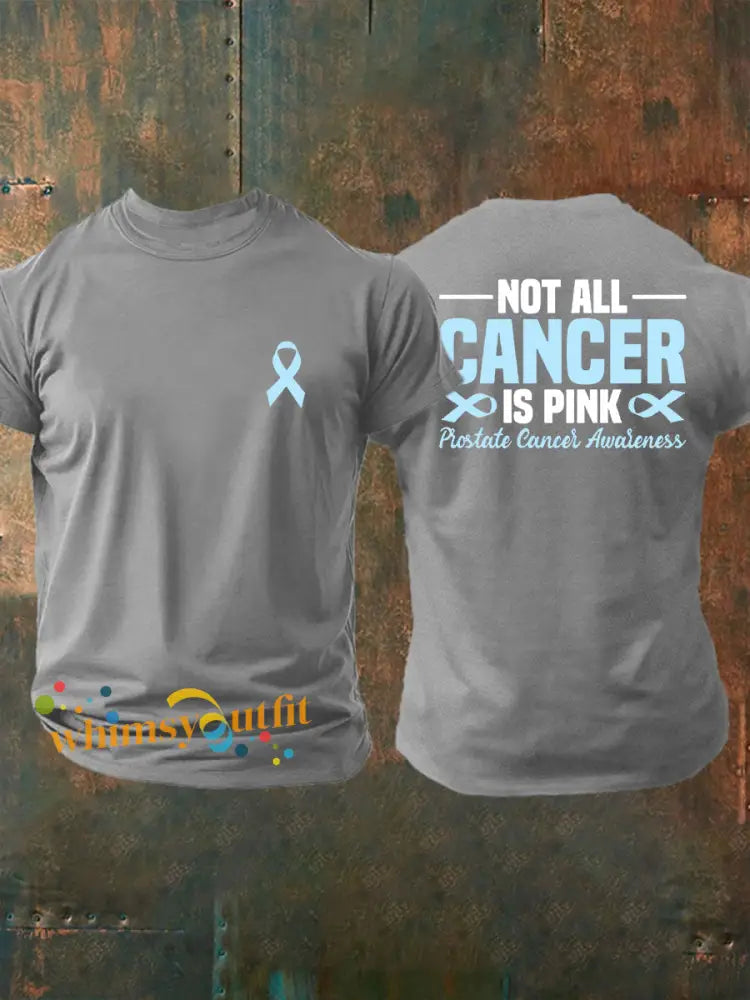 Men’s Prostate Cancer Awareness Print Casual T Shirt Light Gray / S