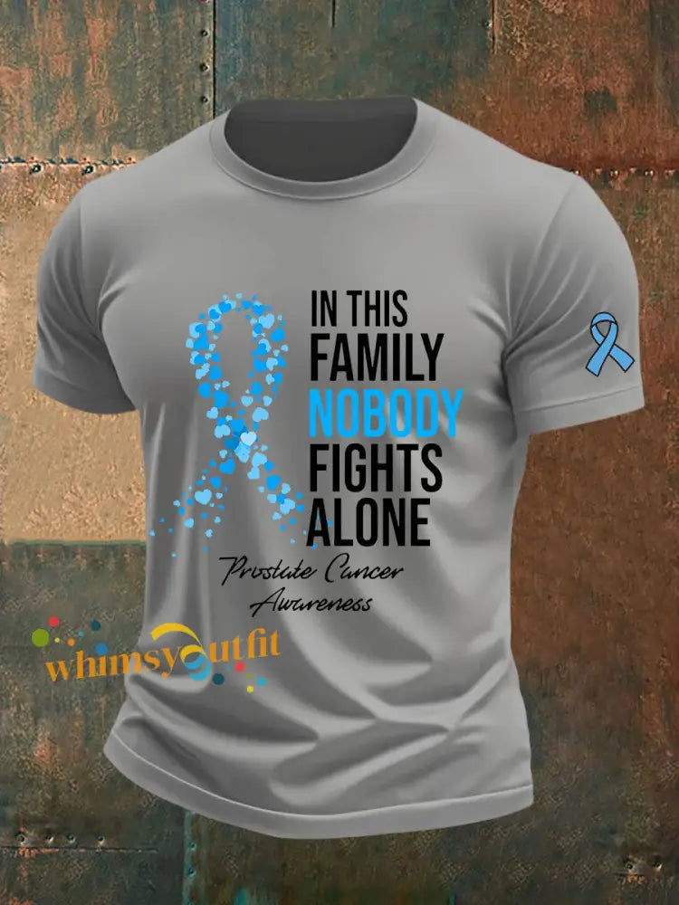 Men’s Prostate Cancer Awareness Print Casual T Shirt Light Gray / S