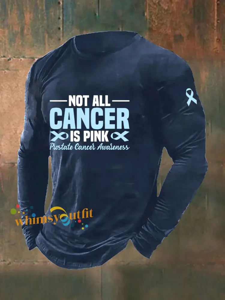 Men’s Prostate Cancer Awareness Print Casual T Shirt Navy Blue / S