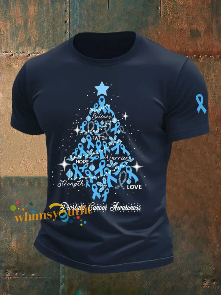 Men’s Prostate Cancer Awareness Print Casual T Shirt Navy Blue / S