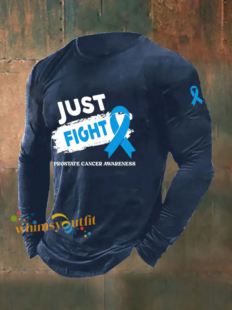 Men’s Prostate Cancer Awareness Print Casual T Shirt Navy Blue / S