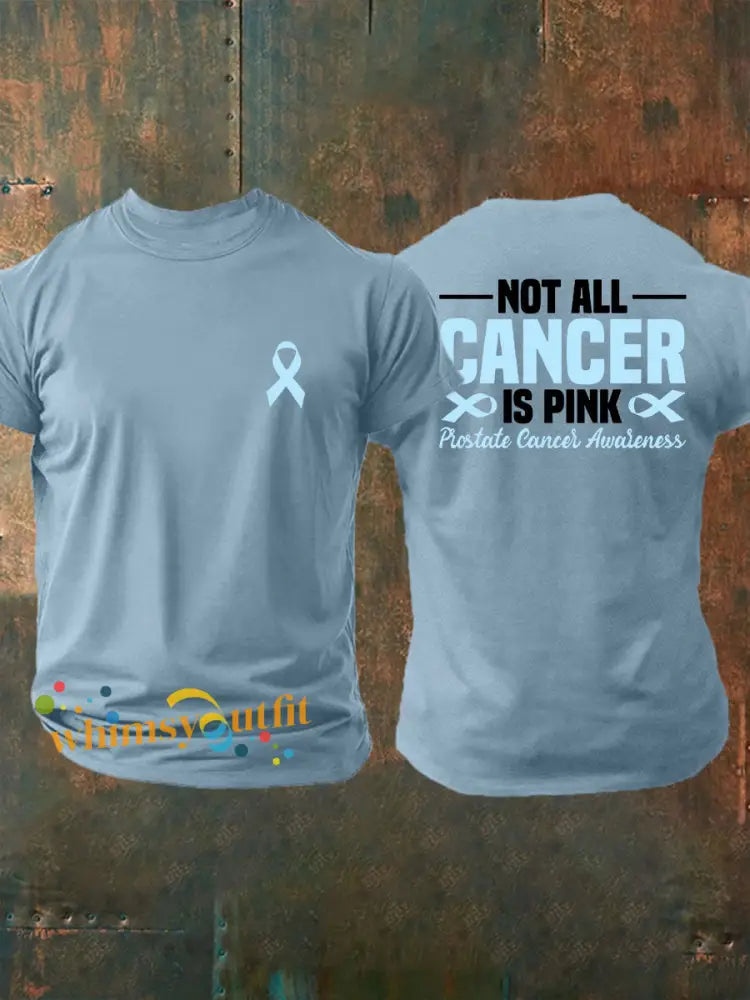 Men’s Prostate Cancer Awareness Print Casual T Shirt Sky Blue / S