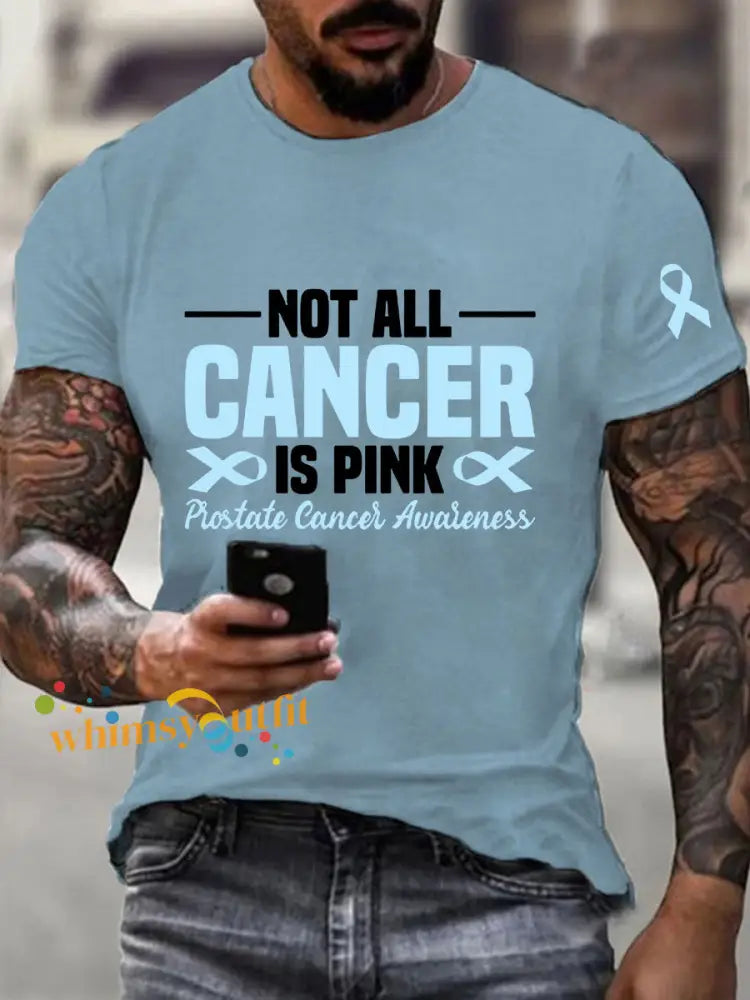 Men’s Prostate Cancer Awareness Print Casual T Shirt Sky Blue / S