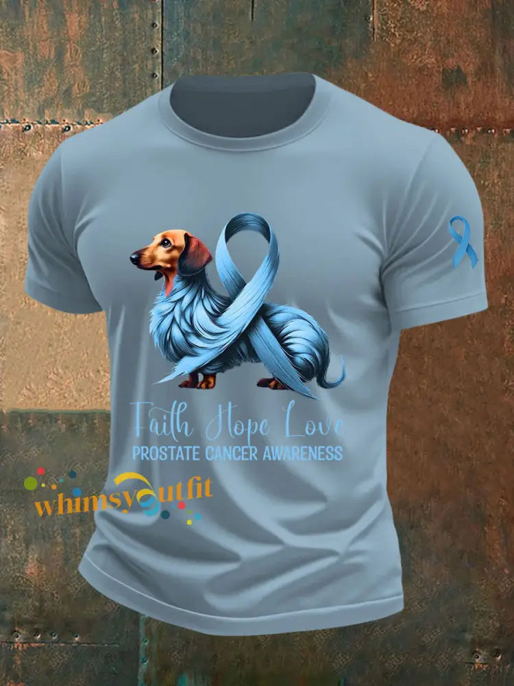 Men’s Prostate Cancer Awareness Print Casual T Shirt Sky Blue / S
