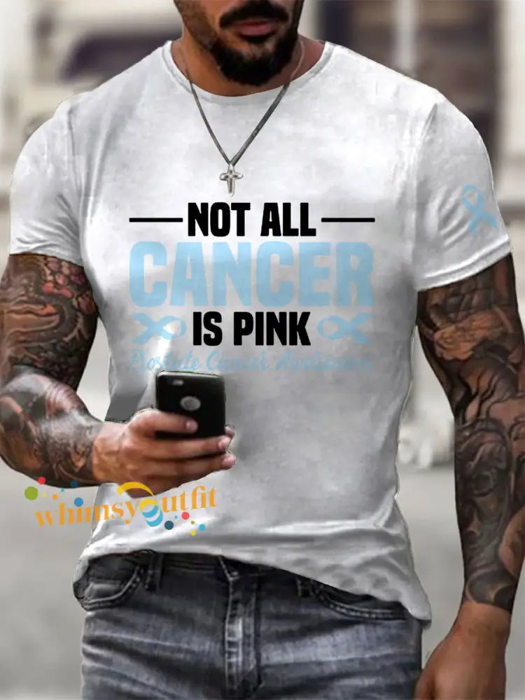 Men’s Prostate Cancer Awareness Print Casual T Shirt White / S