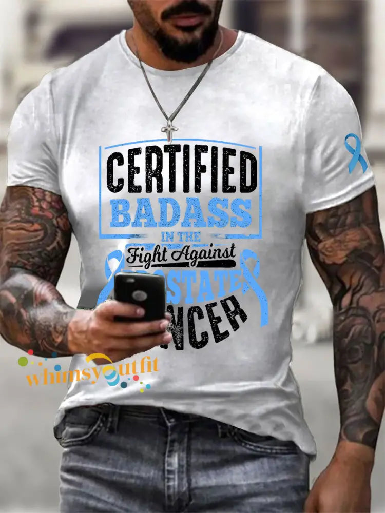 Men’s Prostate Cancer Awareness Print Casual T Shirt White / S