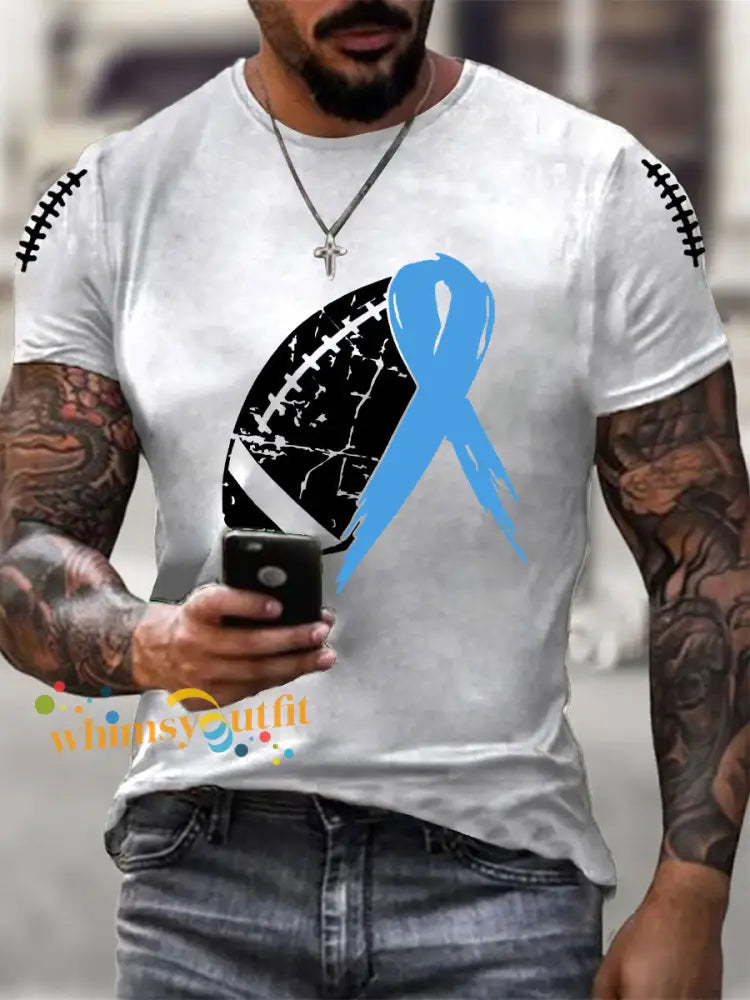 Men’s Prostate Cancer Awareness Print Casual T Shirt White / S