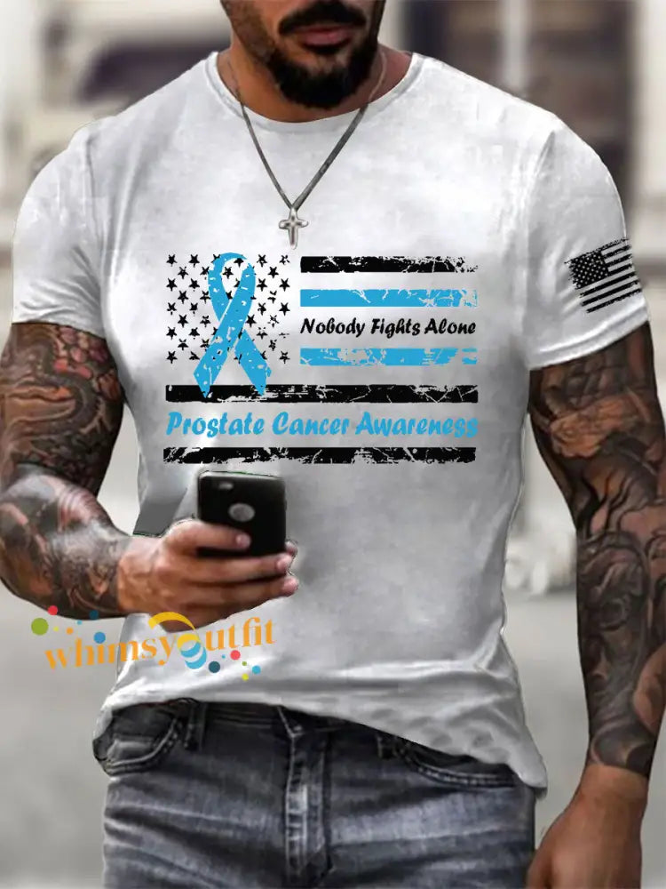 Men’s Prostate Cancer Awareness Print Casual T Shirt White / S