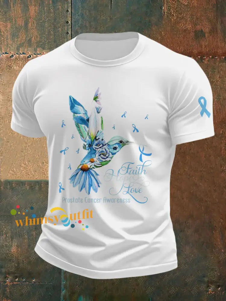 Men’s Prostate Cancer Awareness Print Casual T Shirt White / S