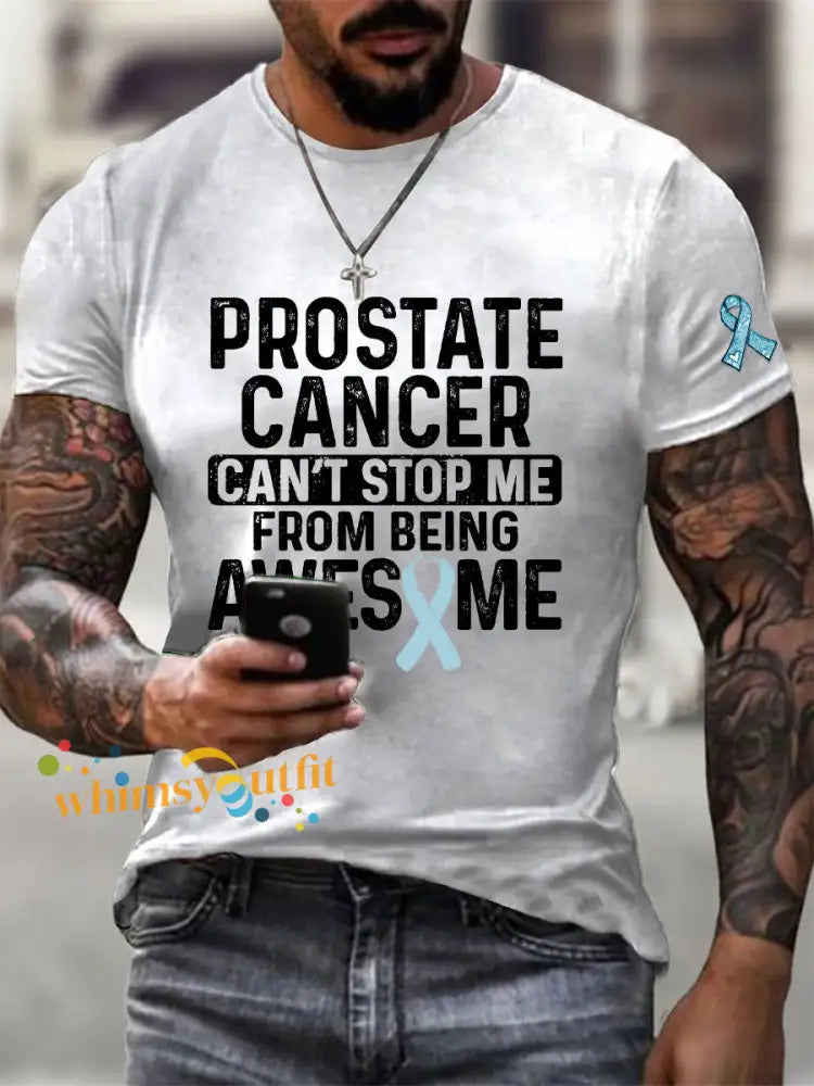 Men’s Prostate Cancer Awareness Print Casual T Shirt White / S