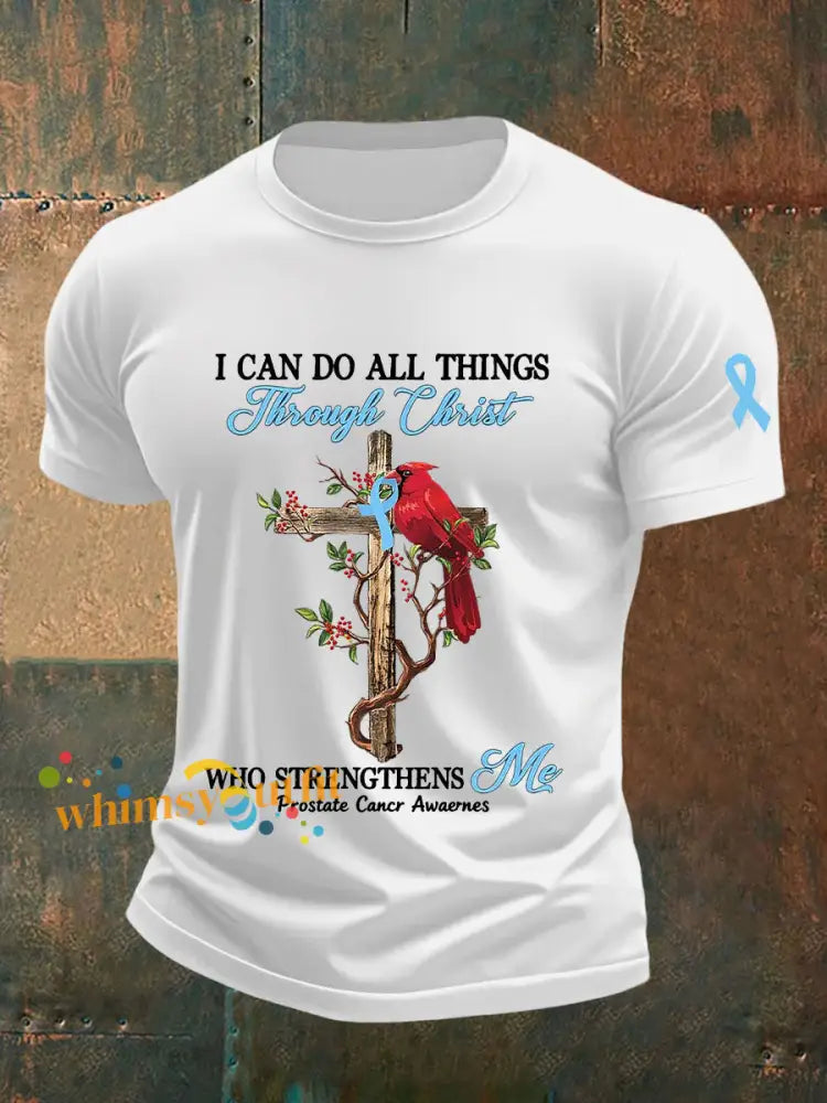 Men’s Prostate Cancer Awareness Print Casual T Shirt White / S