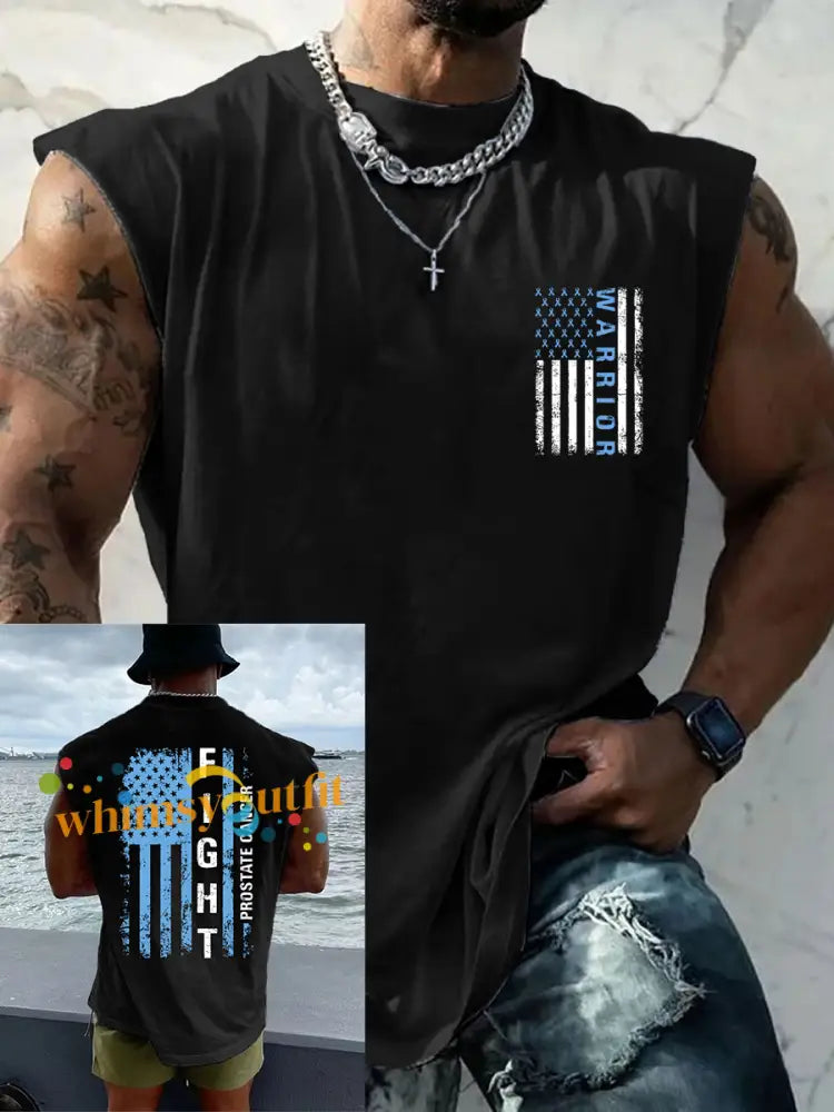 Men’s Prostate Cancer Awareness Print Casual Tank Top Black / S