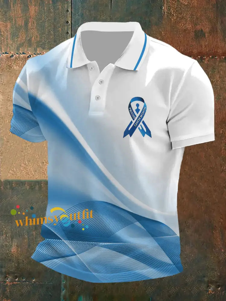 Men’s Prostate Cancer Awareness Print Casual Top Light Blue / S