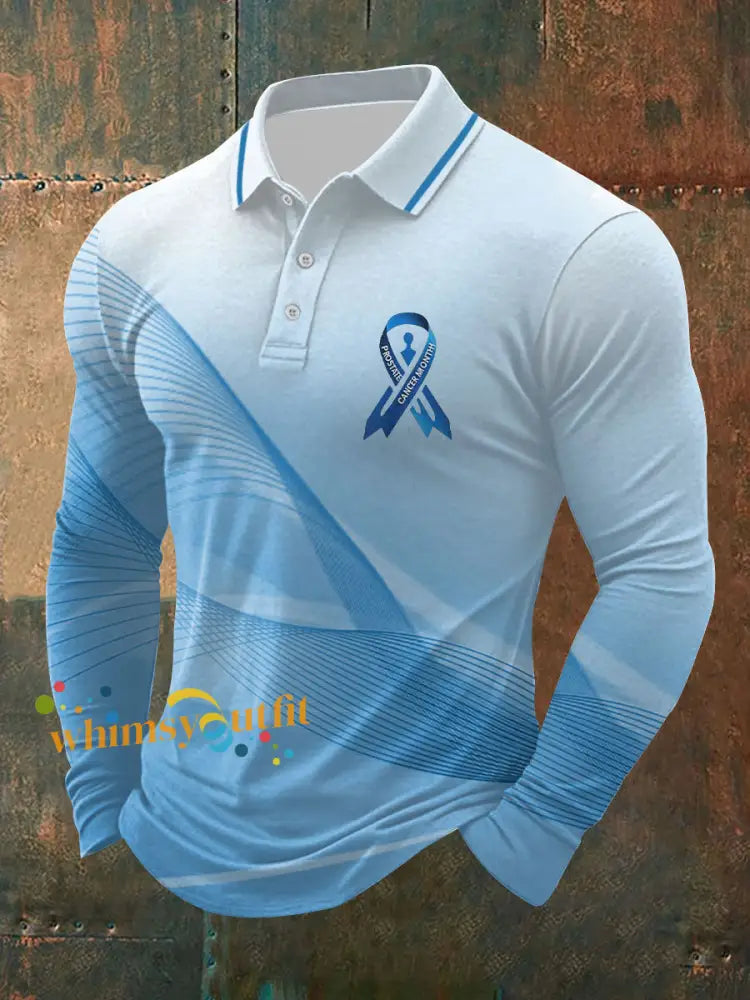 Men’s Prostate Cancer Awareness Print Casual Top Light Blue / S