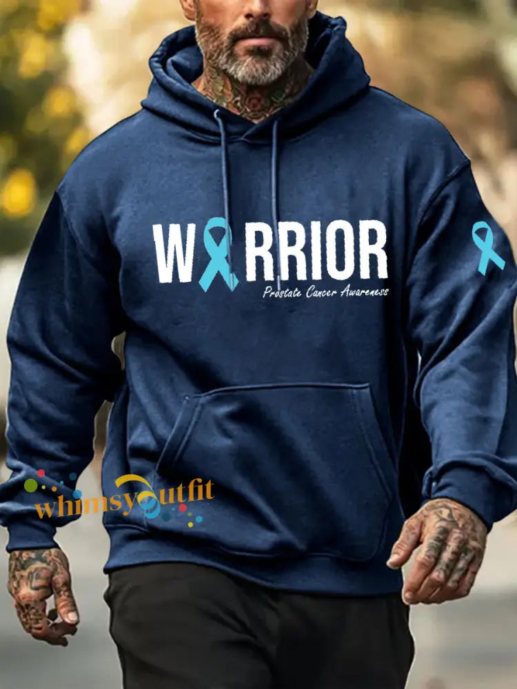 Men’s Prostate Cancer Awareness Print Hoodie Navy Blue / S