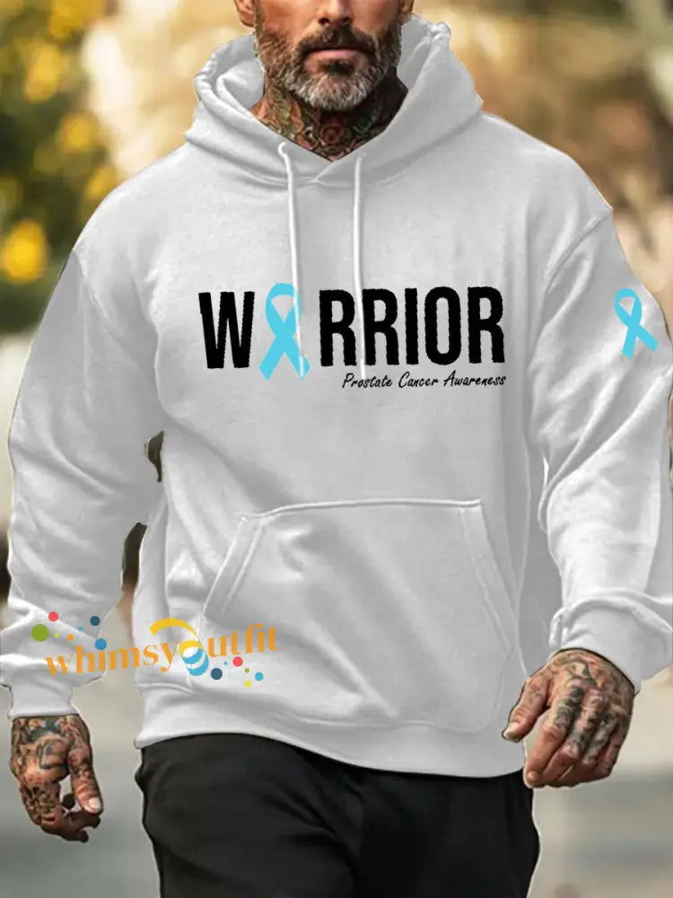 Men’s Prostate Cancer Awareness Print Hoodie White / S