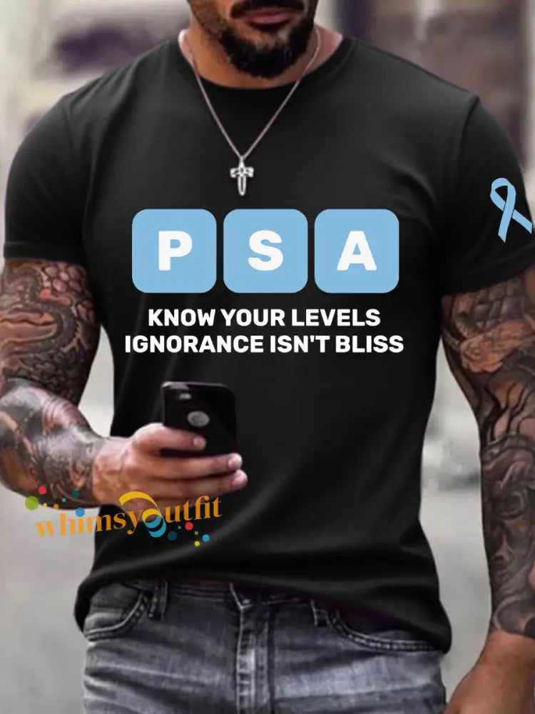 Men’s Prostate Cancer Awareness Print T Shirt Black / S