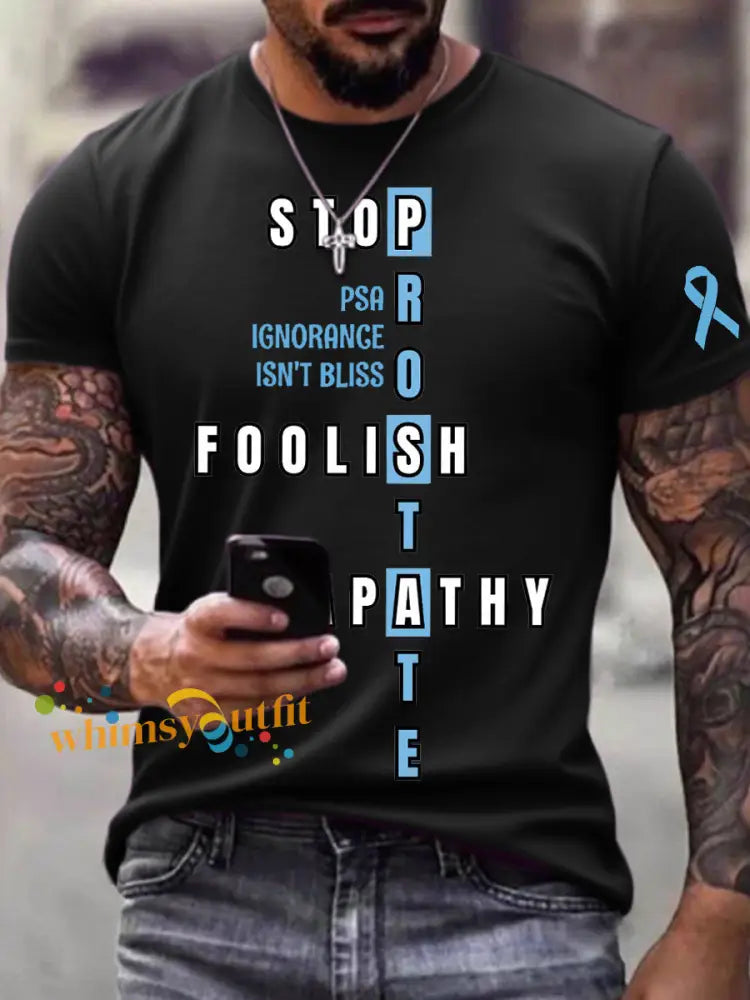 Men’s Prostate Cancer Awareness Print T Shirt Black / S