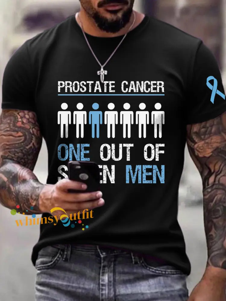 Men’s Prostate Cancer Awareness Print T Shirt Black / S