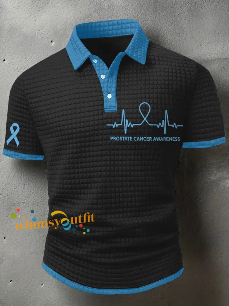Men’s Prostate Cancer Awareness Print Waffle Top Black / S